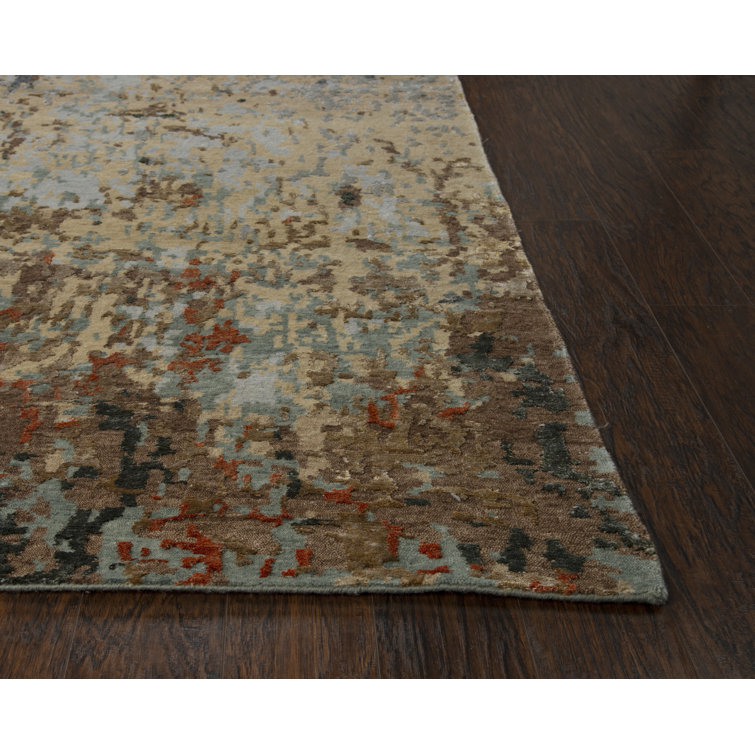 Rizzy Home Wool Abstract Area Rug in Gray/Green Perigold
